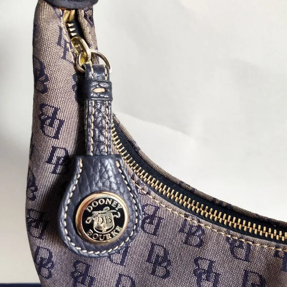 Vintage Dooney &‎ Bourke Bag Signature Y2K 90S Blue Gray Dust Bag Canvas Leather